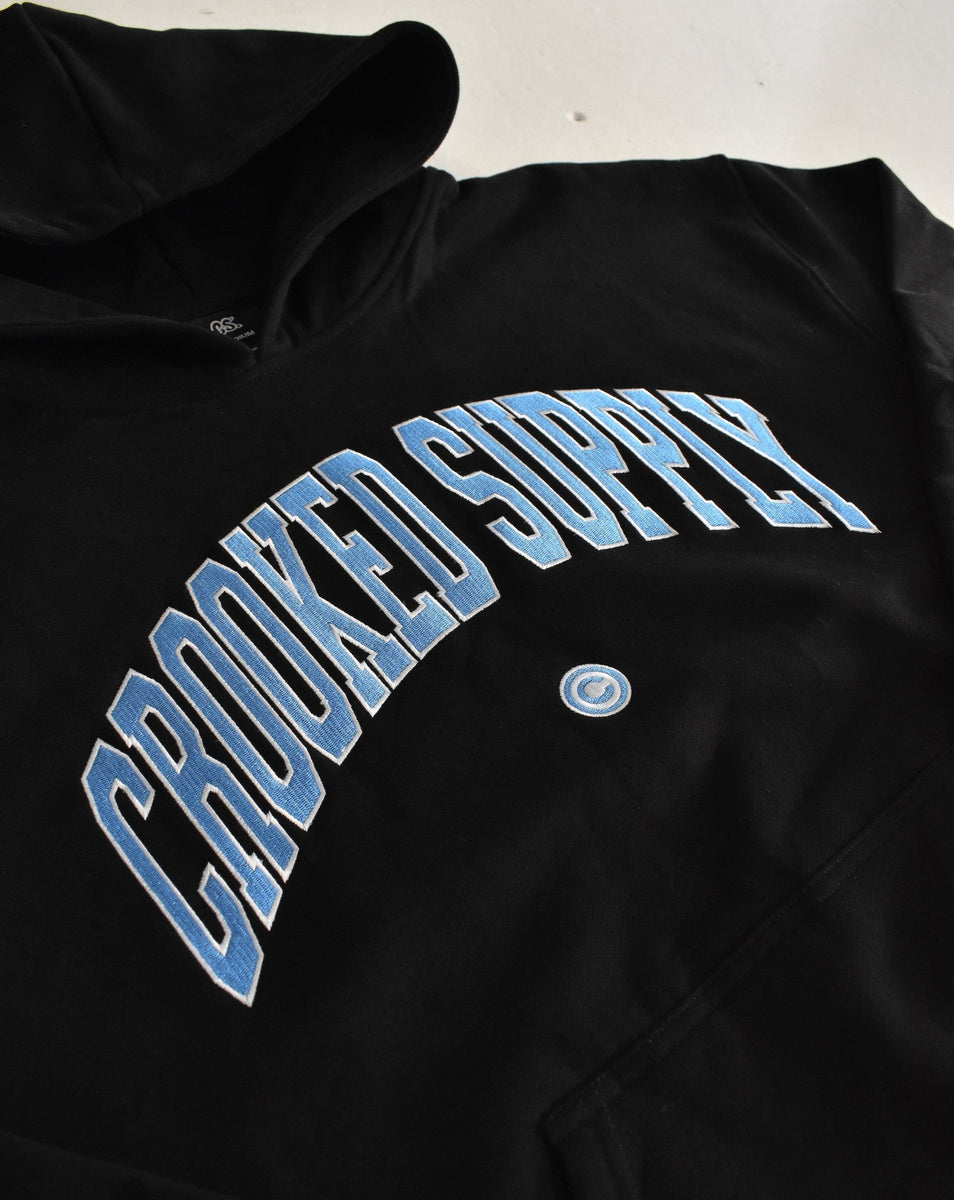 Jersey Hoodie - Black (Embroidered Logo) – Crooked Supply