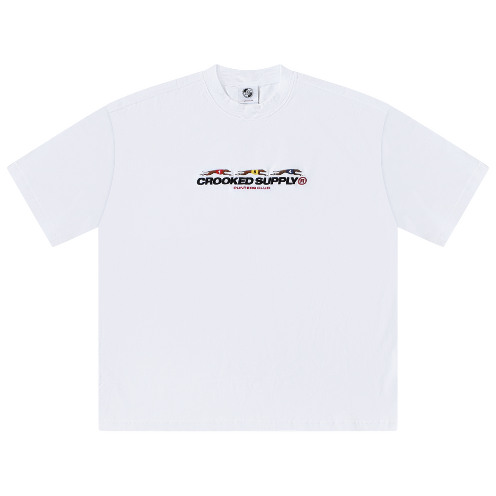 (New) Punters Club Tee - White (Embroidered Logo)