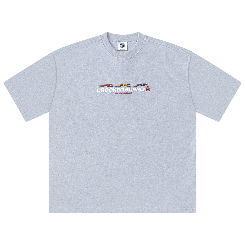 (New) Punters Club Tee - Grey (Embroidered Logo)