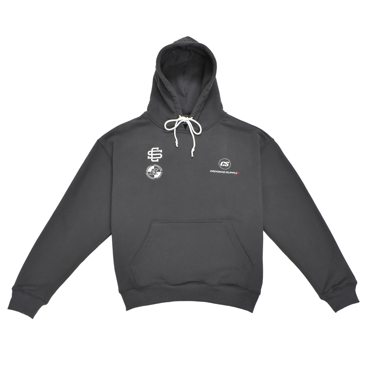 VIP Hoodie - Charcoal (Embroidered Logo + Back Print) – Crooked Supply