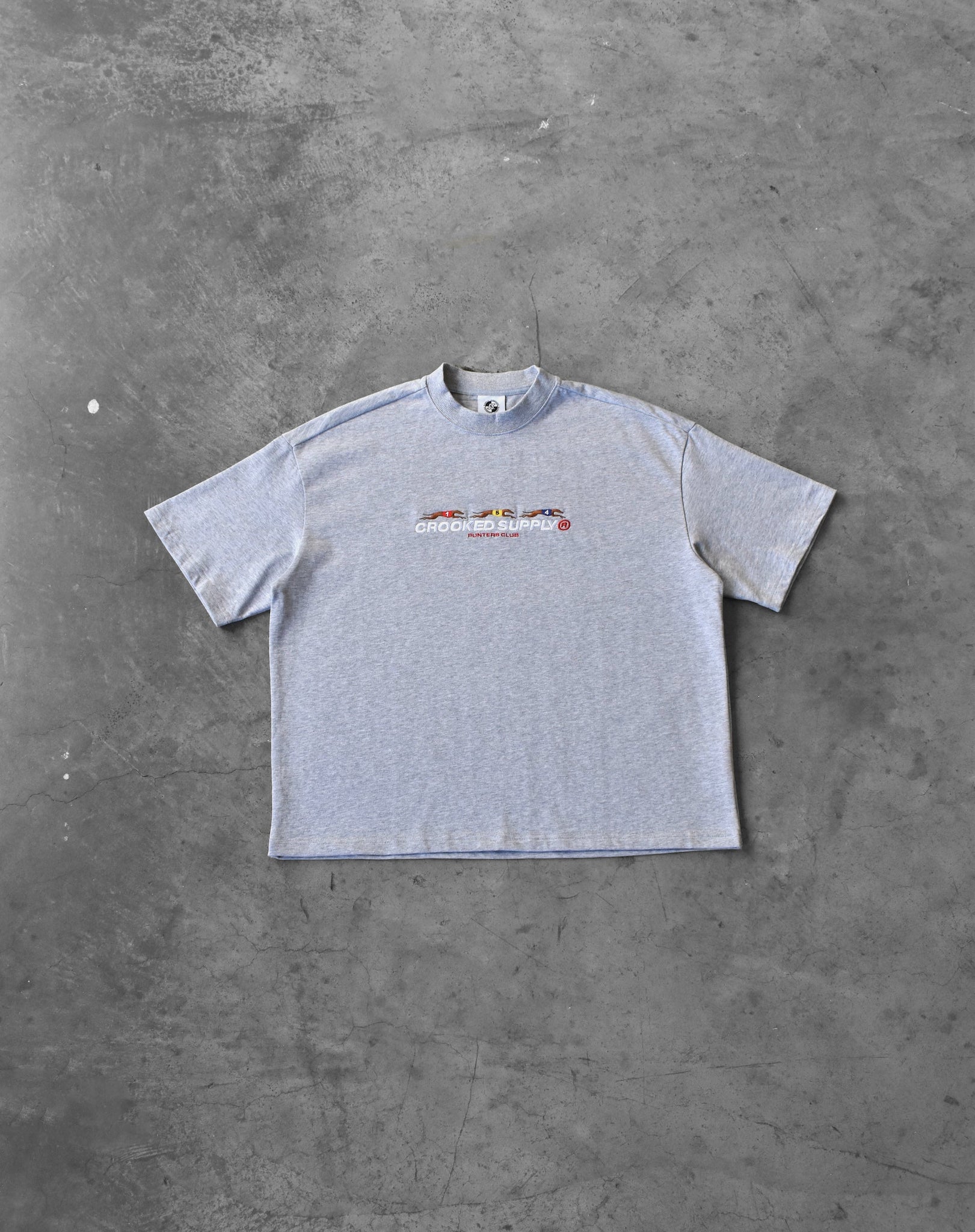 Punters Club Tee - Grey (Embroidered Logo)