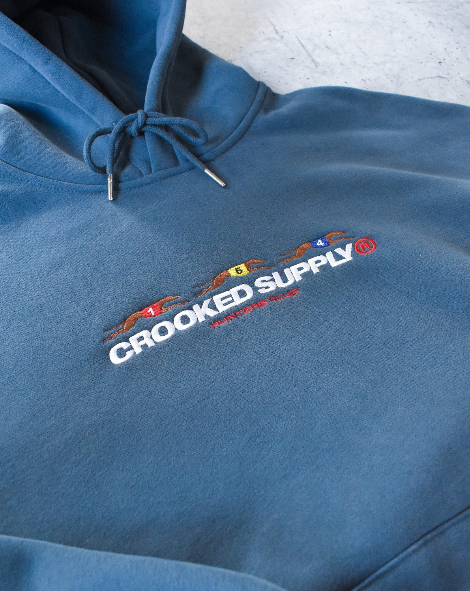 (New) Punters Club Hoodie - Slat Blue (Embroidered Logo)