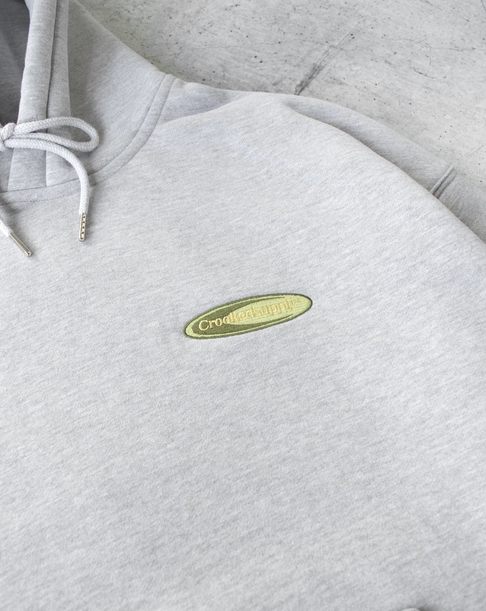 (New) Badge Hoodie - Heather Grey (Embroidered & Screen-Print)