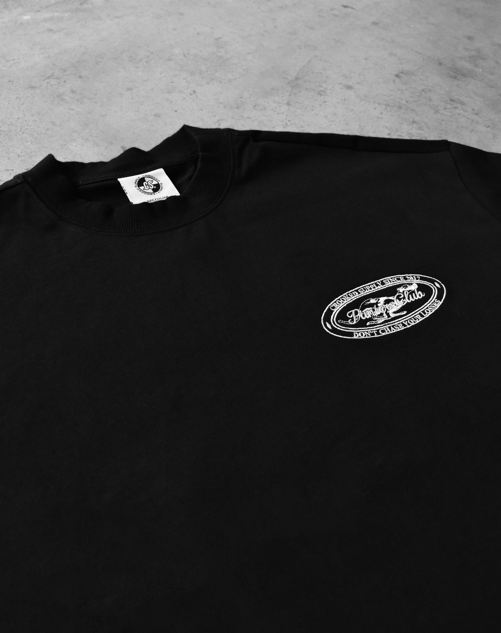 (New) PC - Don't Chase Your Losses Tee - Black (Embroidered Logo)