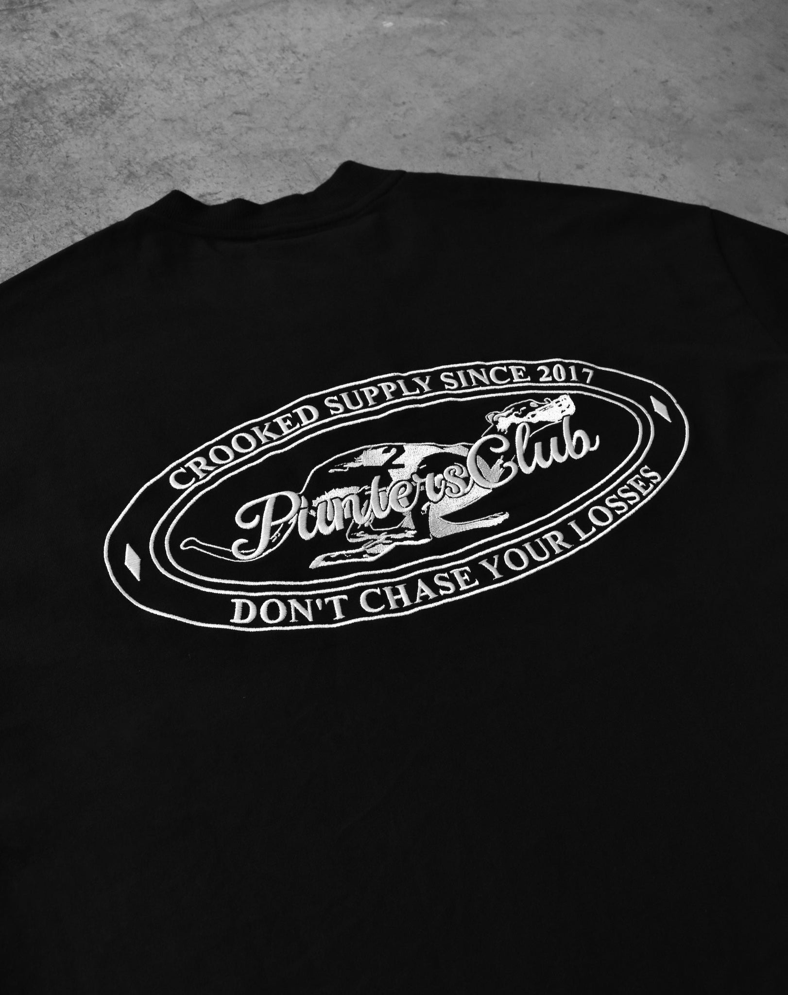 (New) PC - Don't Chase Your Losses Tee - Black (Embroidered Logo)