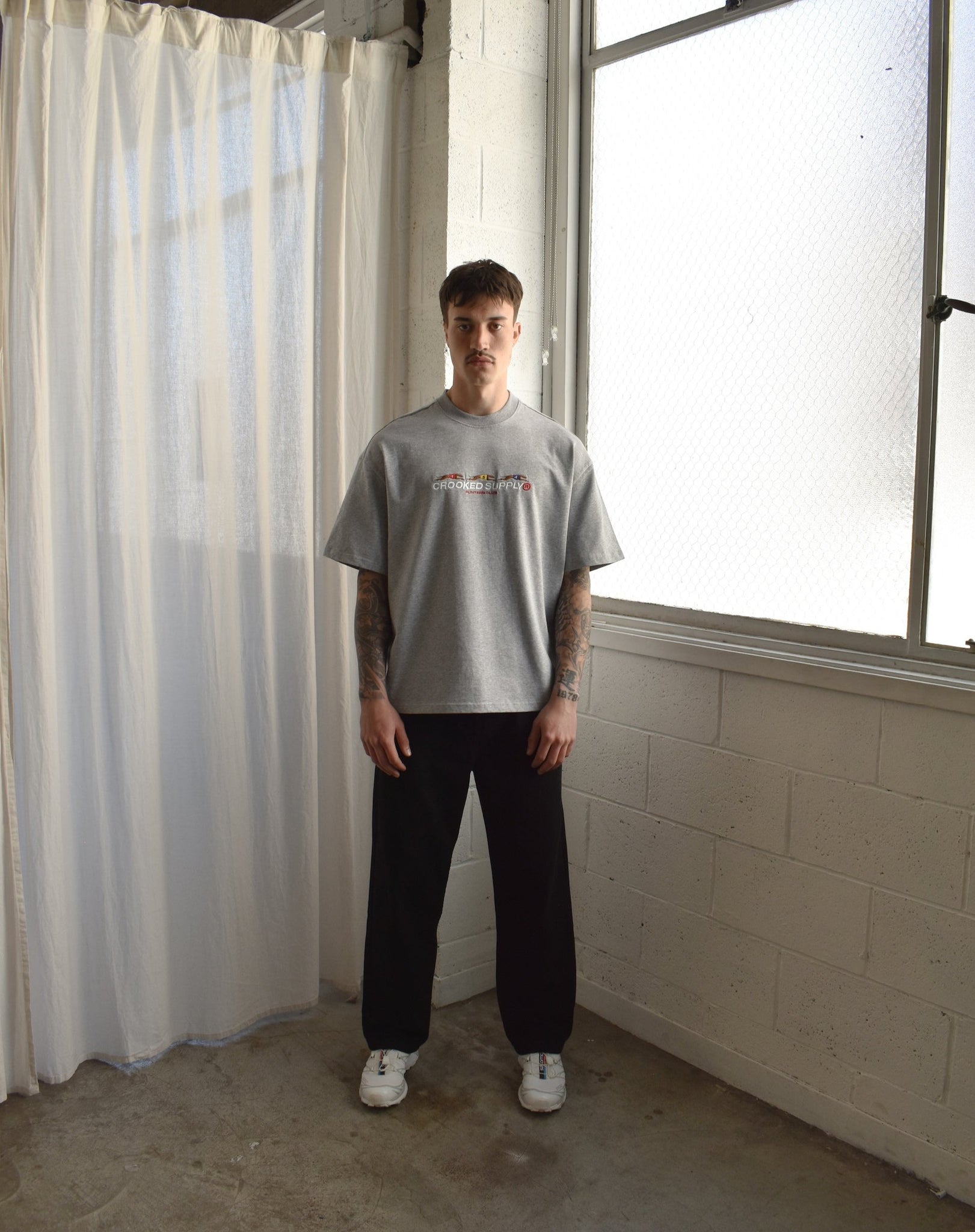 (New) Punters Club Tee - Grey (Embroidered Logo)