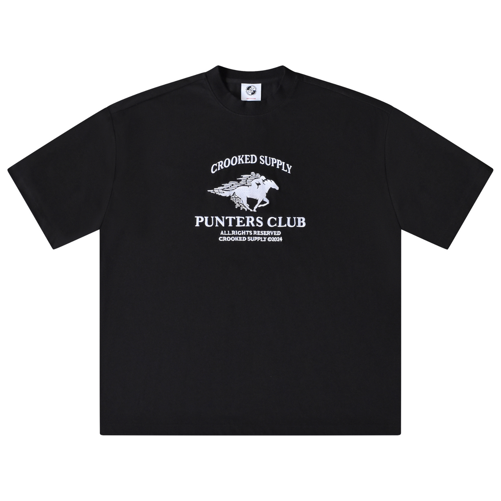 Punters Club Jockey Tee - Black (Embroidered Logo)